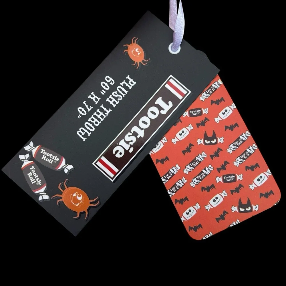 Tootsie Roll Candy Halloween Plush Throw Blanket 60 x 70 Orange/Black